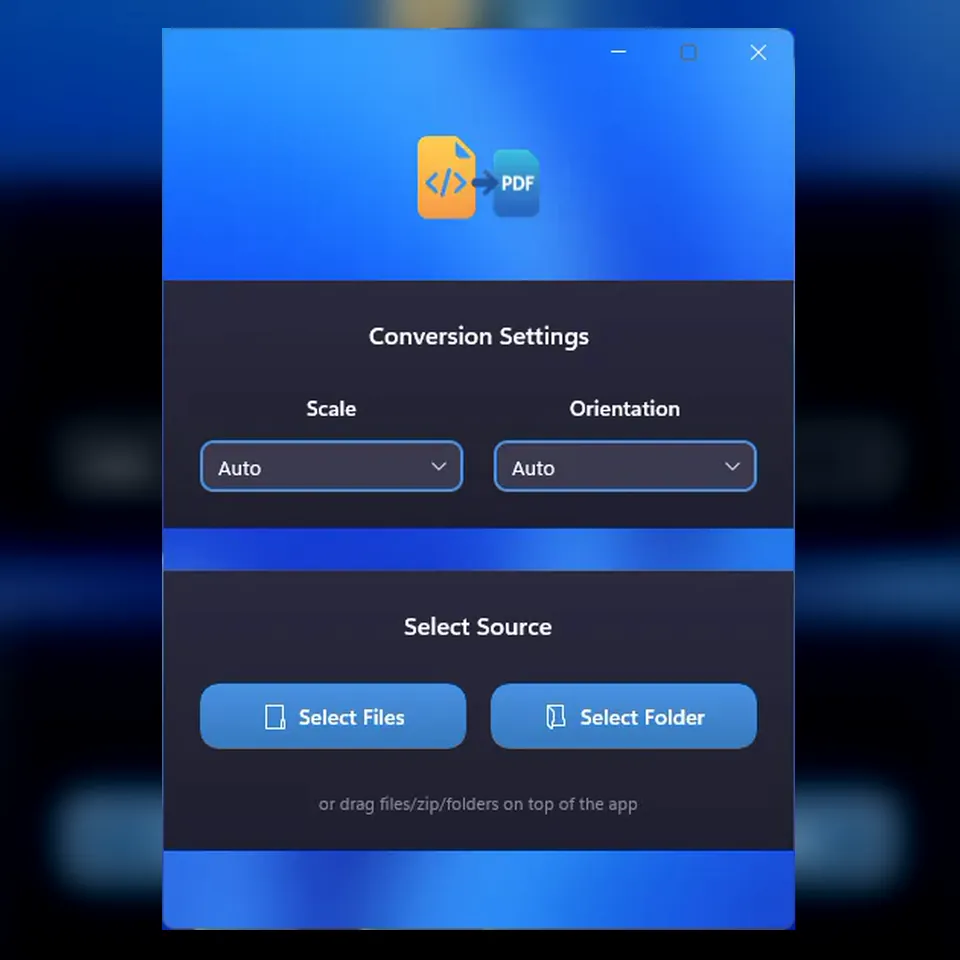 HTMLConverter desktop interface with conversion and source controls